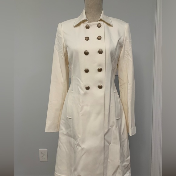 ❤️NWT $158 - CREAM/IVORY TAILORED DOUBLE BREASTED COAT by GRACE DANE LEWIS SZ 4 - Picture 2 of 8